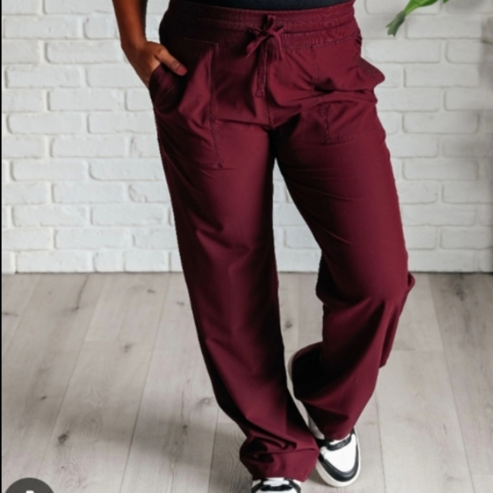 Rae Mode Rust Red Drawstring Pants - Picture 1 of 5